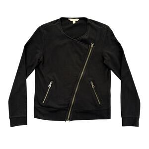 Banana Republic Women's S Asymmetrical Zip Moto Style Cropped Sweatshirt Jacket